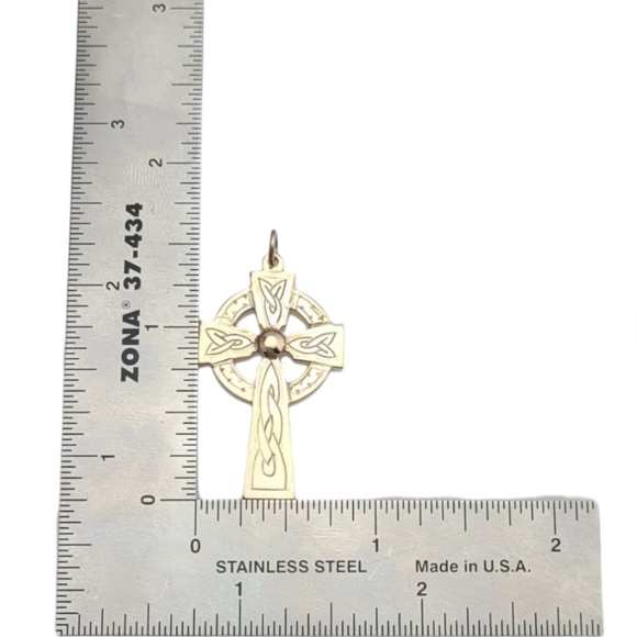 14K Yellow Gold Celtic Cross Pendant #21051 - Picture 4 of 5